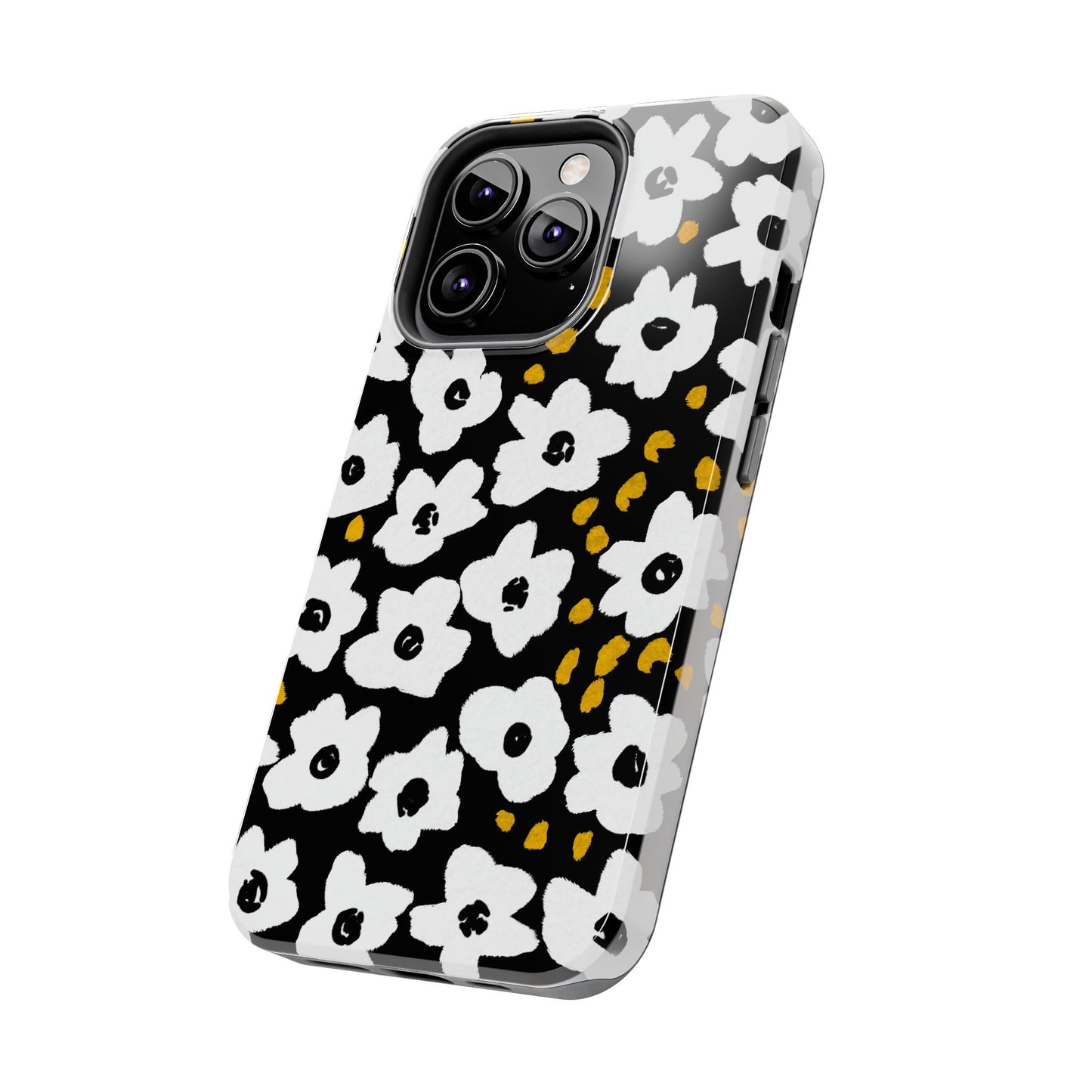 White Blooms | Black - Tough Phone Cases | Nature Inspired iPhone Cover