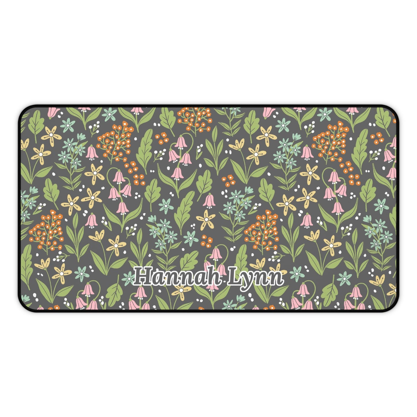 Personalized Name or Phrase Floral Desk Mat | 3 Size Options