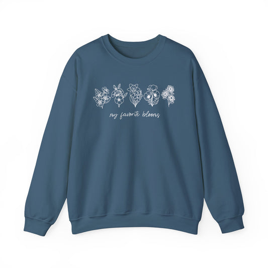 Birth Flower Garden | Up to 12 Flowers Unisex Heavy Blend™ Crewneck Sweatshirt