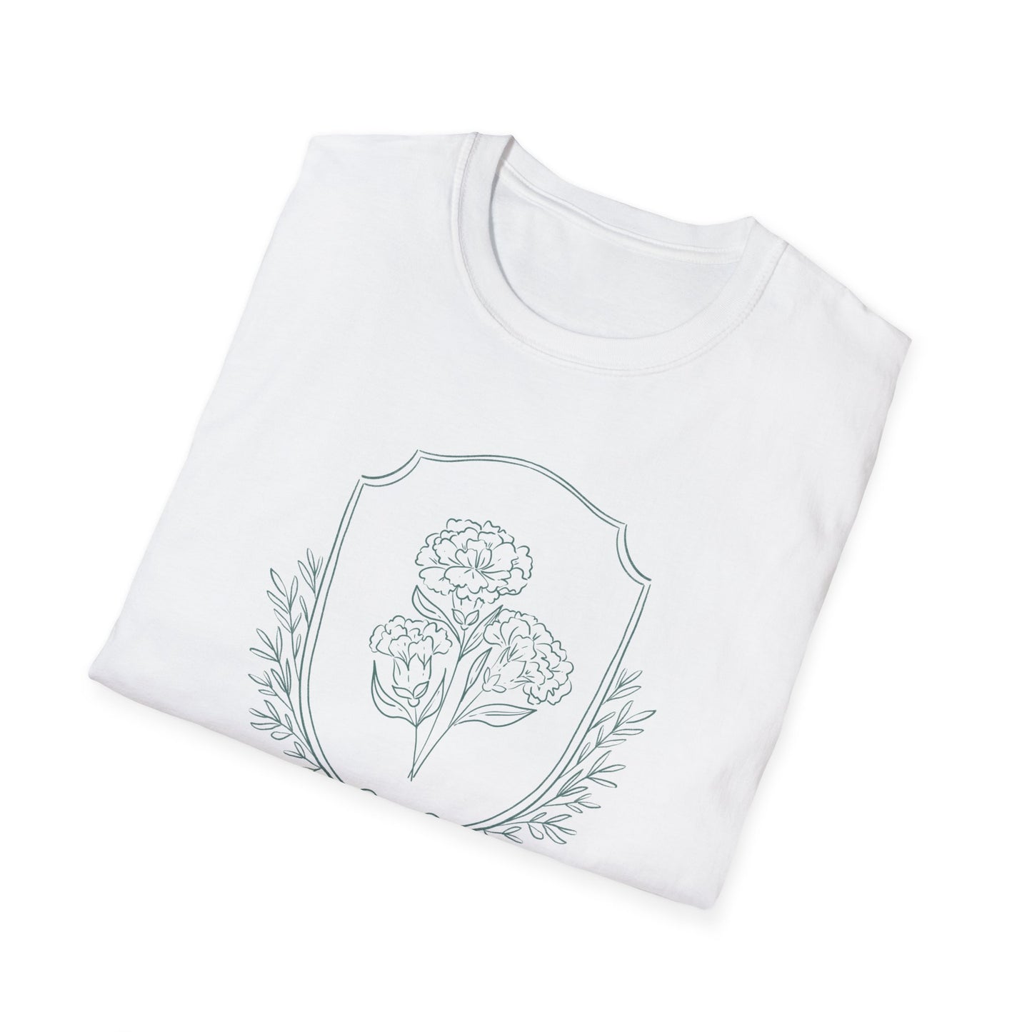 January Carnation Floral Unisex T-Shirt - Softstyle Graphic Tee for Seasonal Celebrations