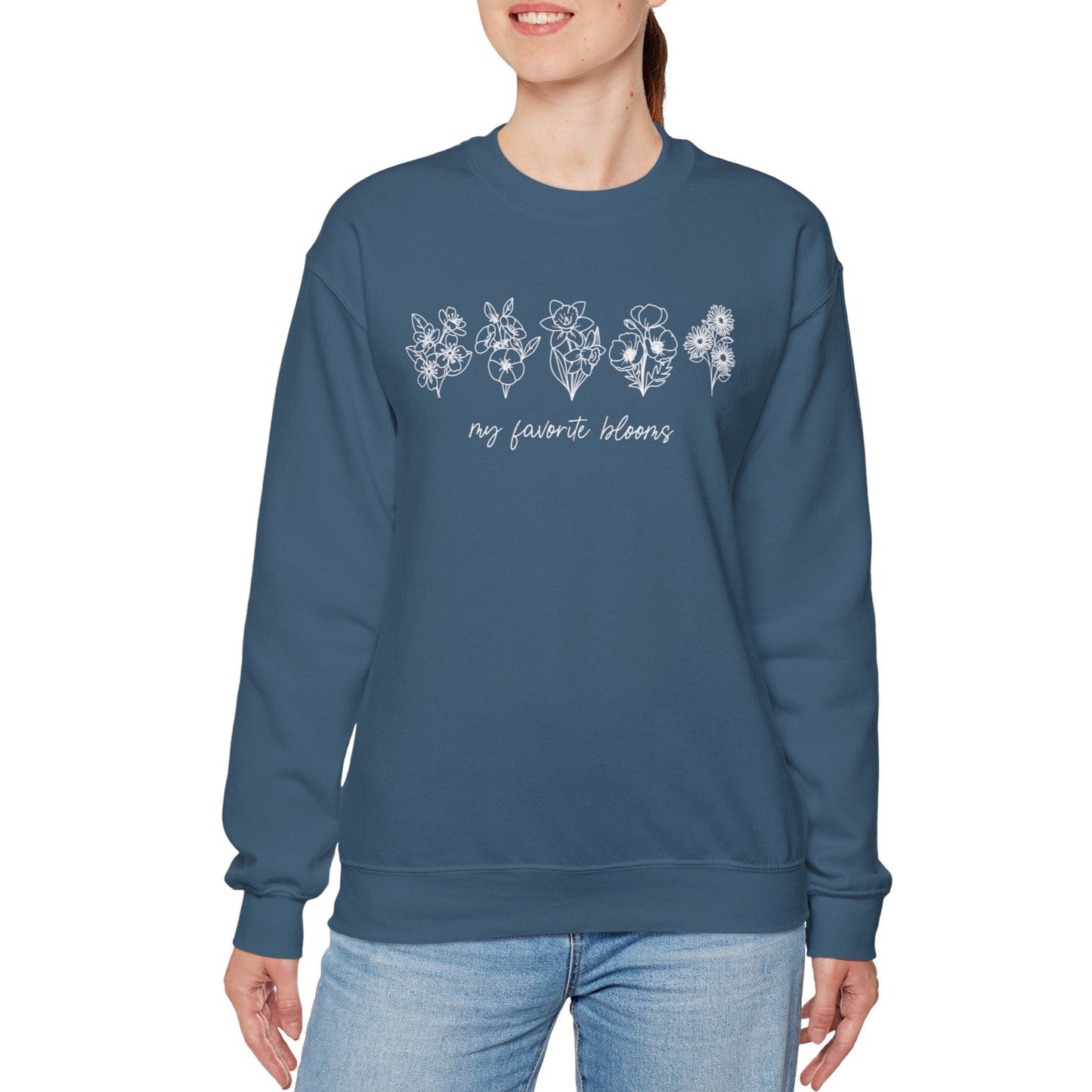 Birth Flower Garden | Up to 12 Flowers Unisex Heavy Blend™ Crewneck Sweatshirt