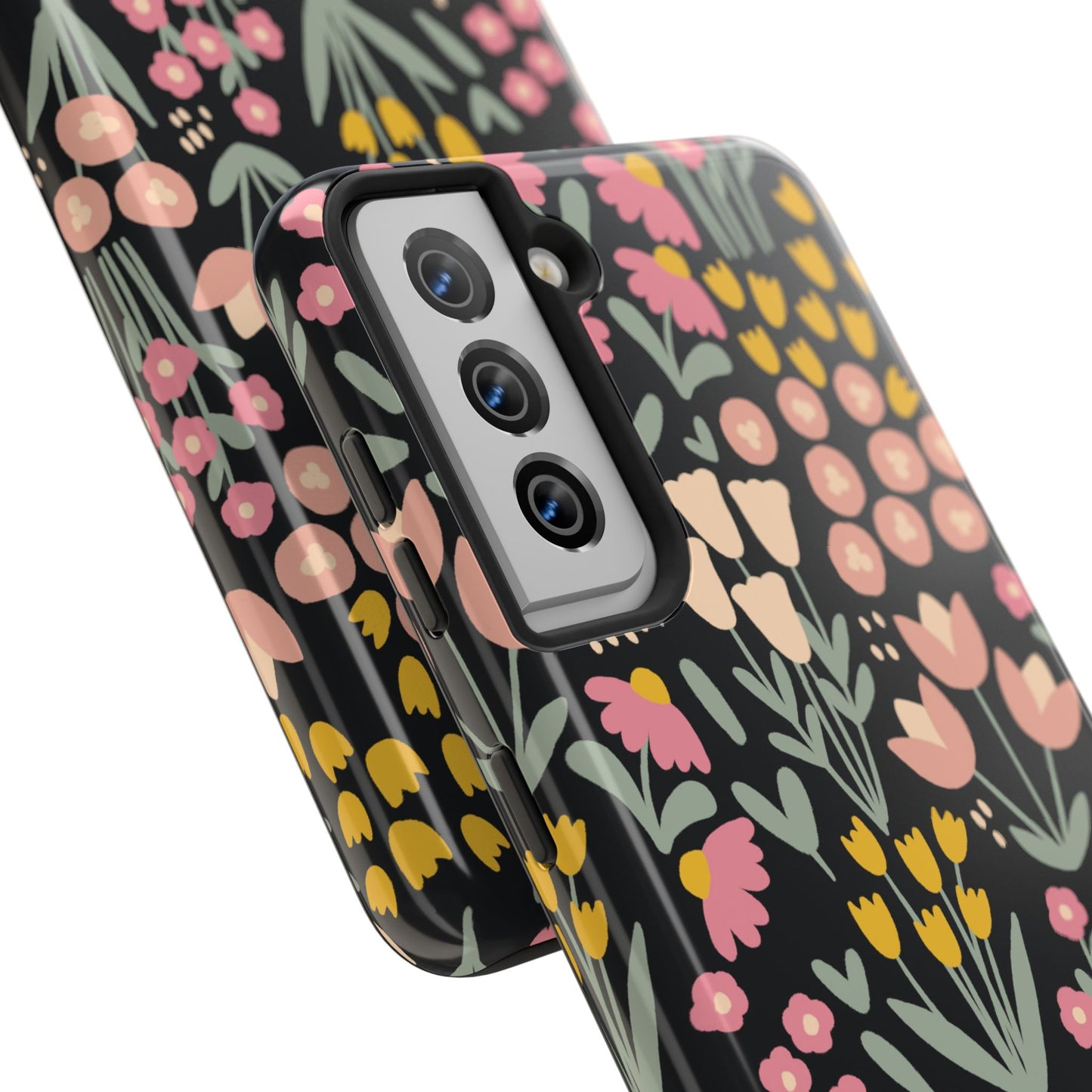 Blossom Dreams | Midnight Black Floral Tough iPhone Samsung Cases | Nature Inspired iPhone Cover
