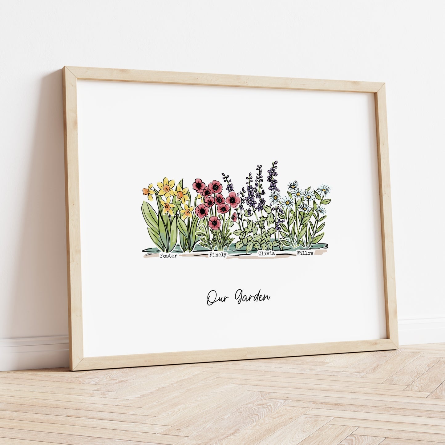 Birth Flower Garden Art Print | Up to 12 Flowers