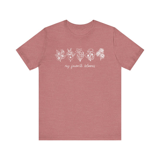 Personalized Birth Flower Garden Graphic Tee | Add Up to 5 Flowers | 13 Shirt Colors