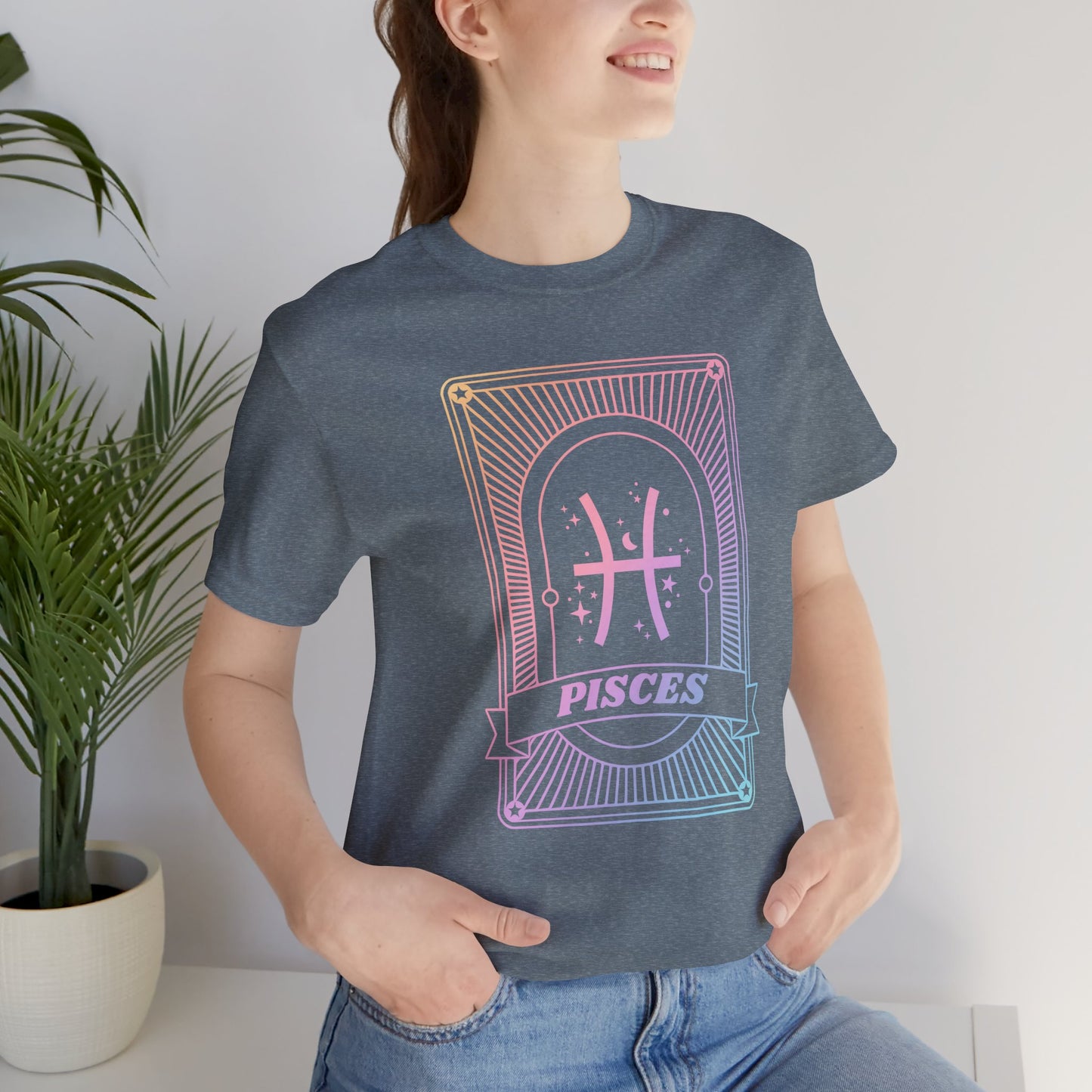 Pisces Zodiac Graphic Tee - Rainbow Astrology Shirt for Astrology Lovers | 10 Color Options