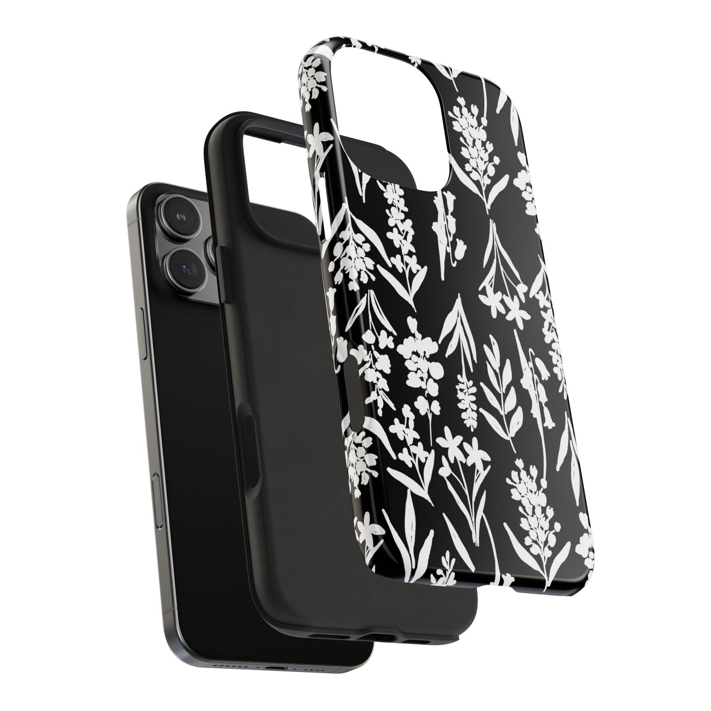 Black & White Floral Tough Phone Cases | Nature Inspired iPhone Cover