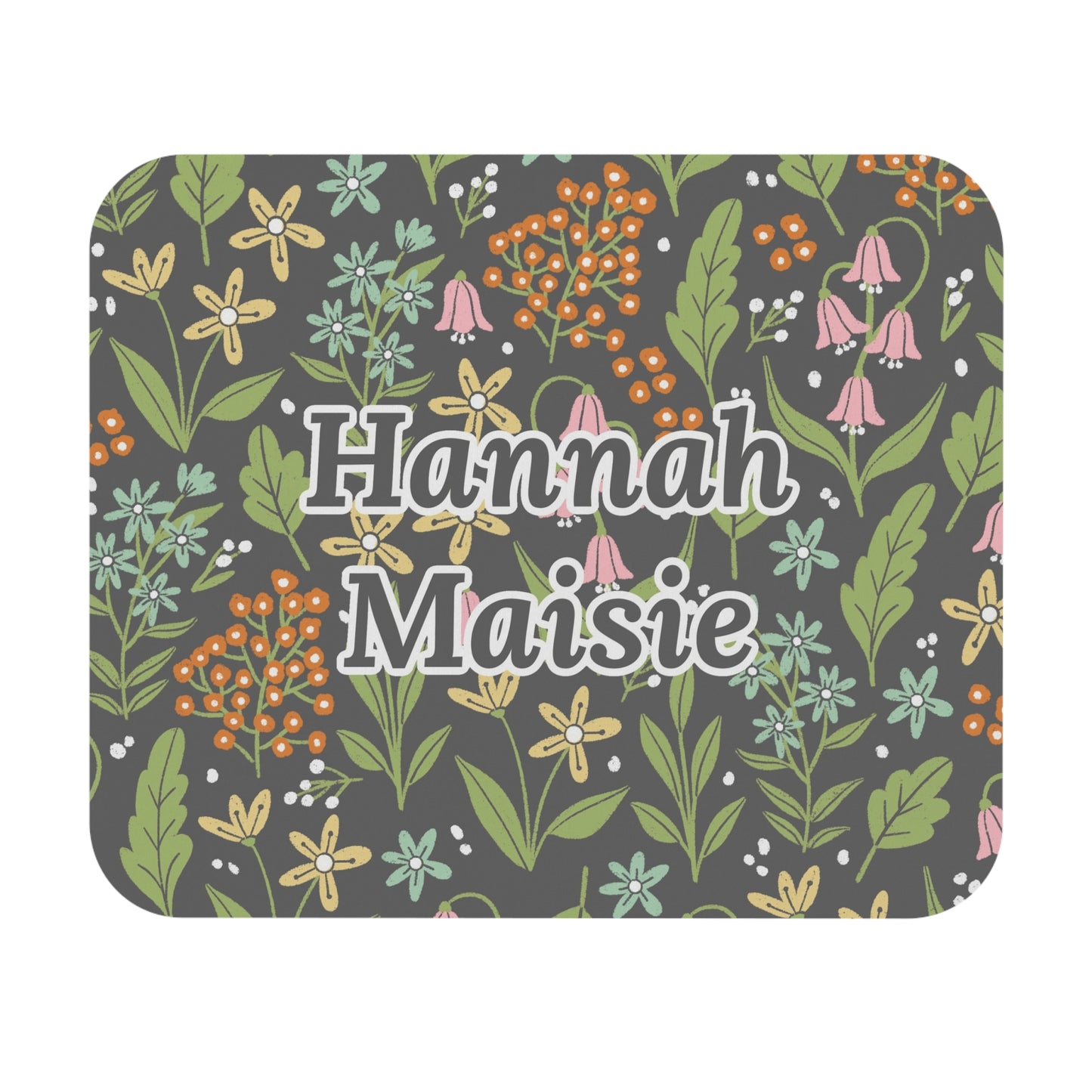 Custom Text Forest Florals Mouse Pad | Personalized Office Accessories