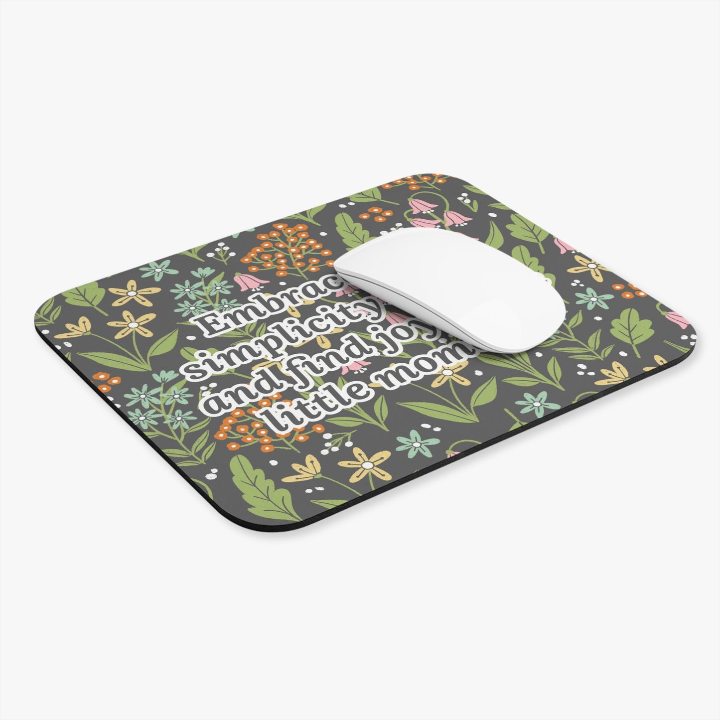 Custom Text Forest Florals Mouse Pad | Personalized Office Accessories