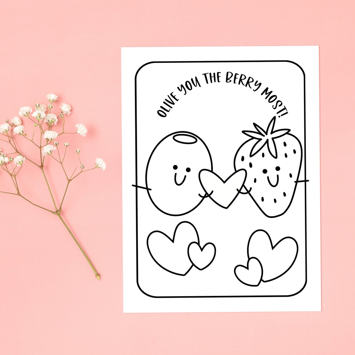 Love Puns Coloring Page Printable | 10 Digital Cards for Couples, Lovers, Best Friends & Foodies