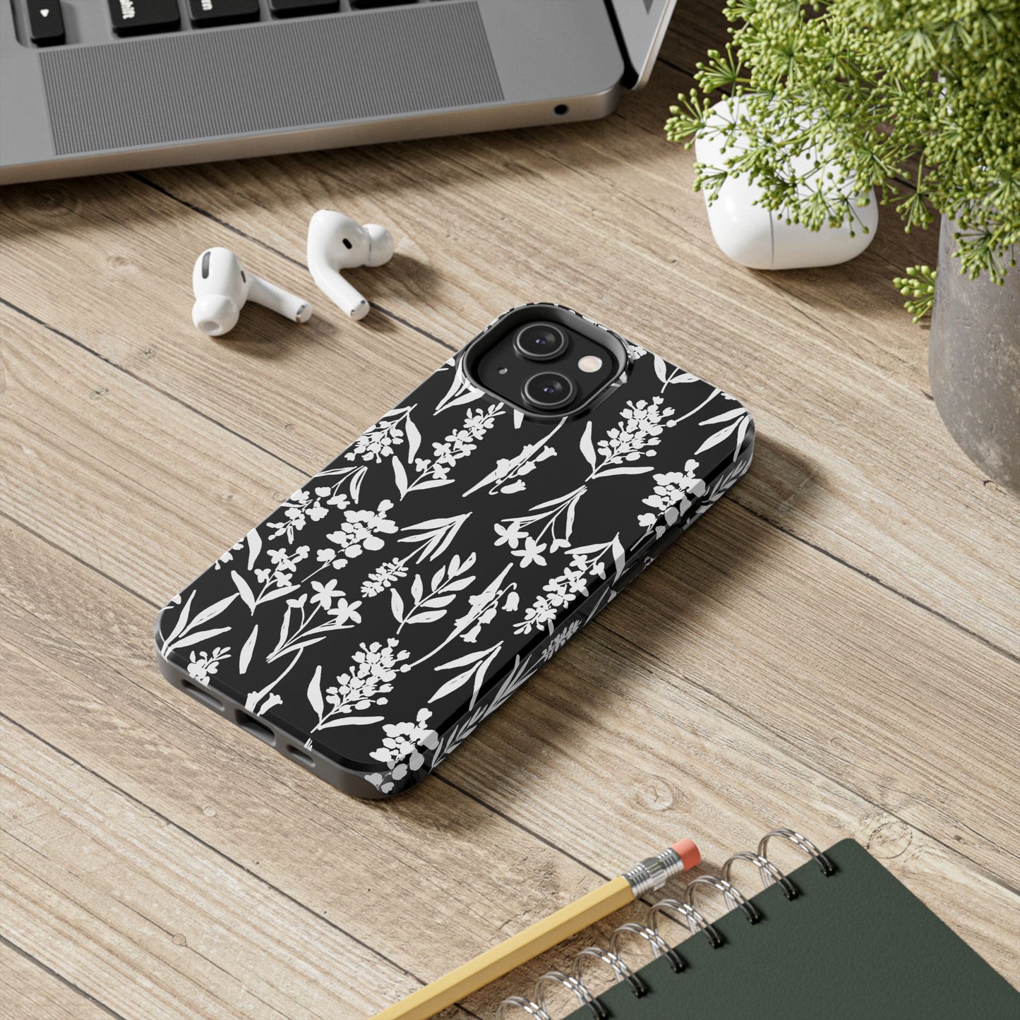 Black & White Floral Tough Phone Cases | Nature Inspired iPhone Cover