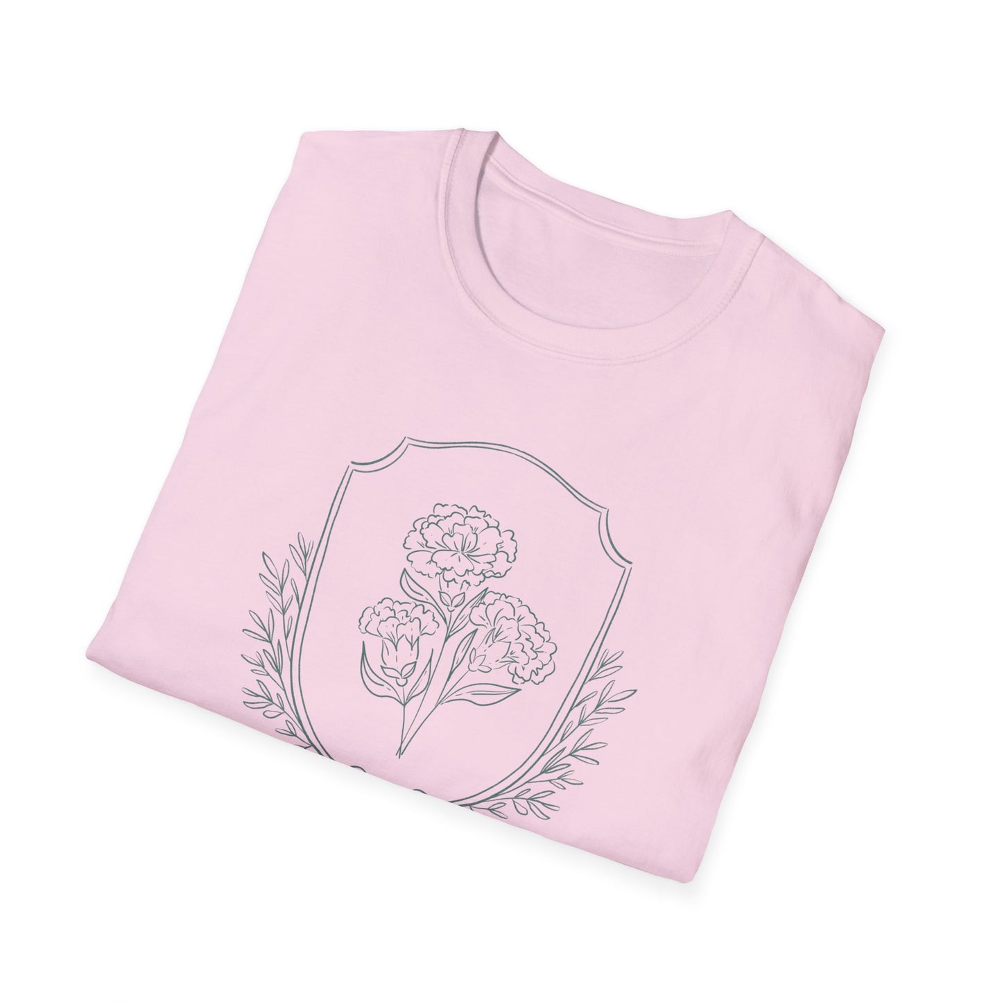 January Carnation Floral Unisex T-Shirt - Softstyle Graphic Tee for Seasonal Celebrations