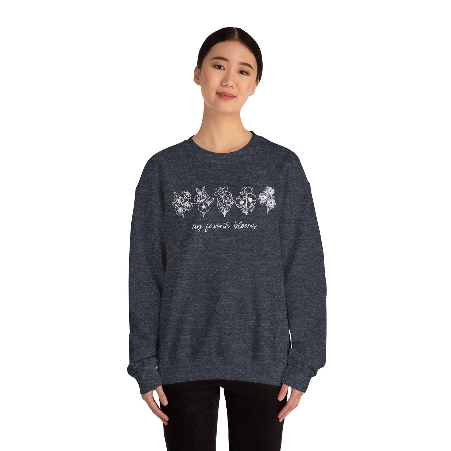 Birth Flower Garden | Up to 12 Flowers Unisex Heavy Blend™ Crewneck Sweatshirt