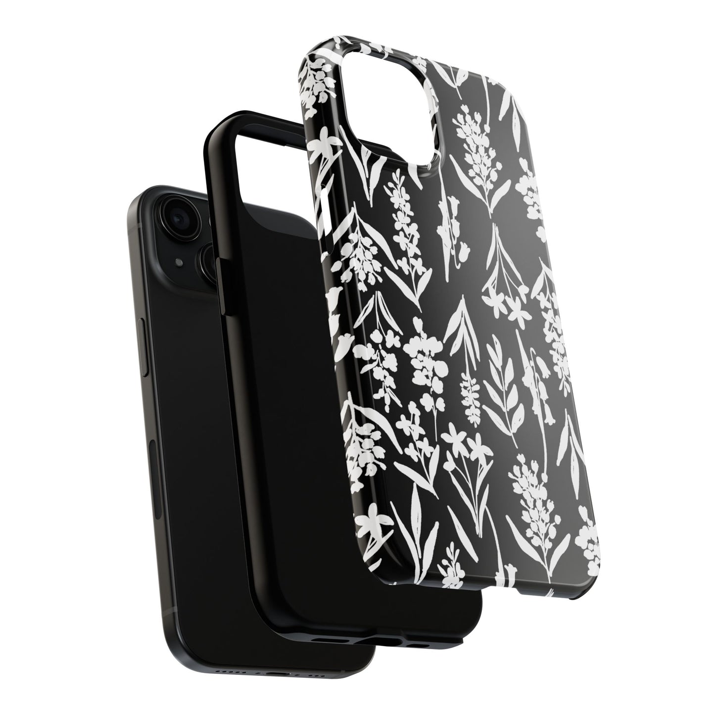 Black & White Floral Tough Phone Cases | Nature Inspired iPhone Cover