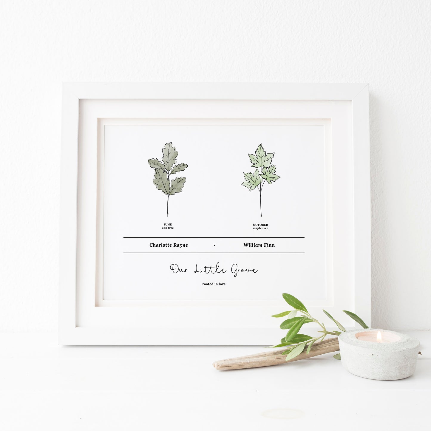 Personalized Birth Family Tree Art Print | Up to 6 Names | Birth Tree Custom Gift