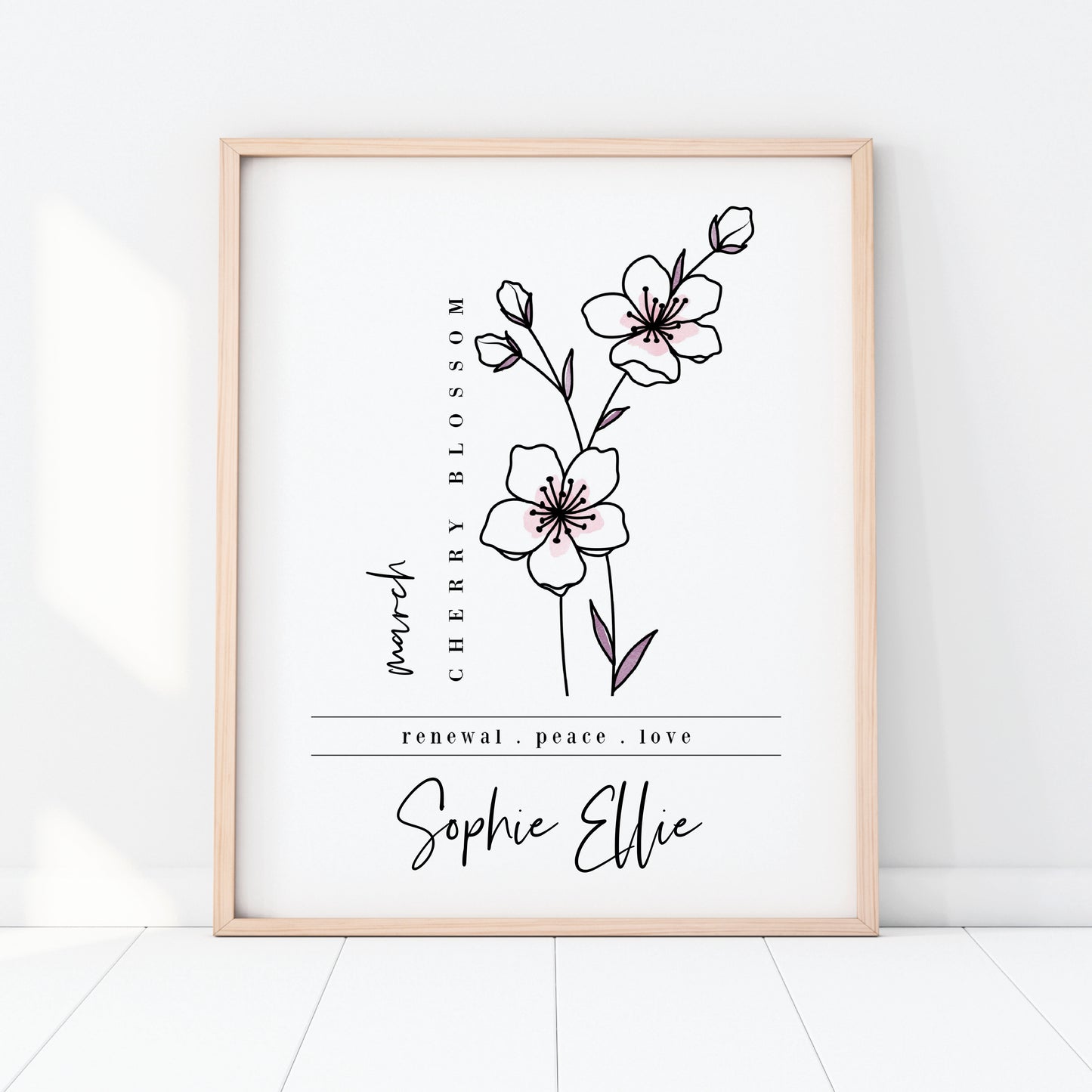 March Birth Flower Unframed Art Print | Personalized Name Custom Floral Illustration Wall Decor Birthday Gift