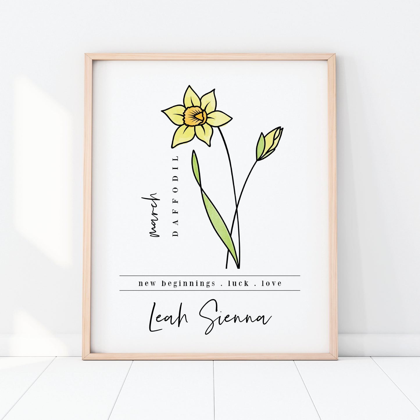 March Birth Flower Unframed Art Print | Personalized Name Custom Floral Illustration Wall Decor Birthday Gift