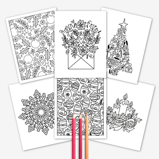 30 Pk Winter Holidays Printable Coloring Pages | Christmas Coloring Sheets | Family Night Activity School Snowflake Cozy Xmas