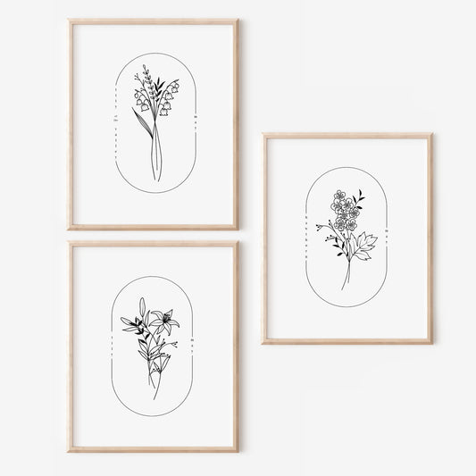 May Birth Flower Print | Lily of the Valley Lily Hawthorn Simple Floral Wall Decor | Nursery Art Birthday Gift Remembrance Keepsake