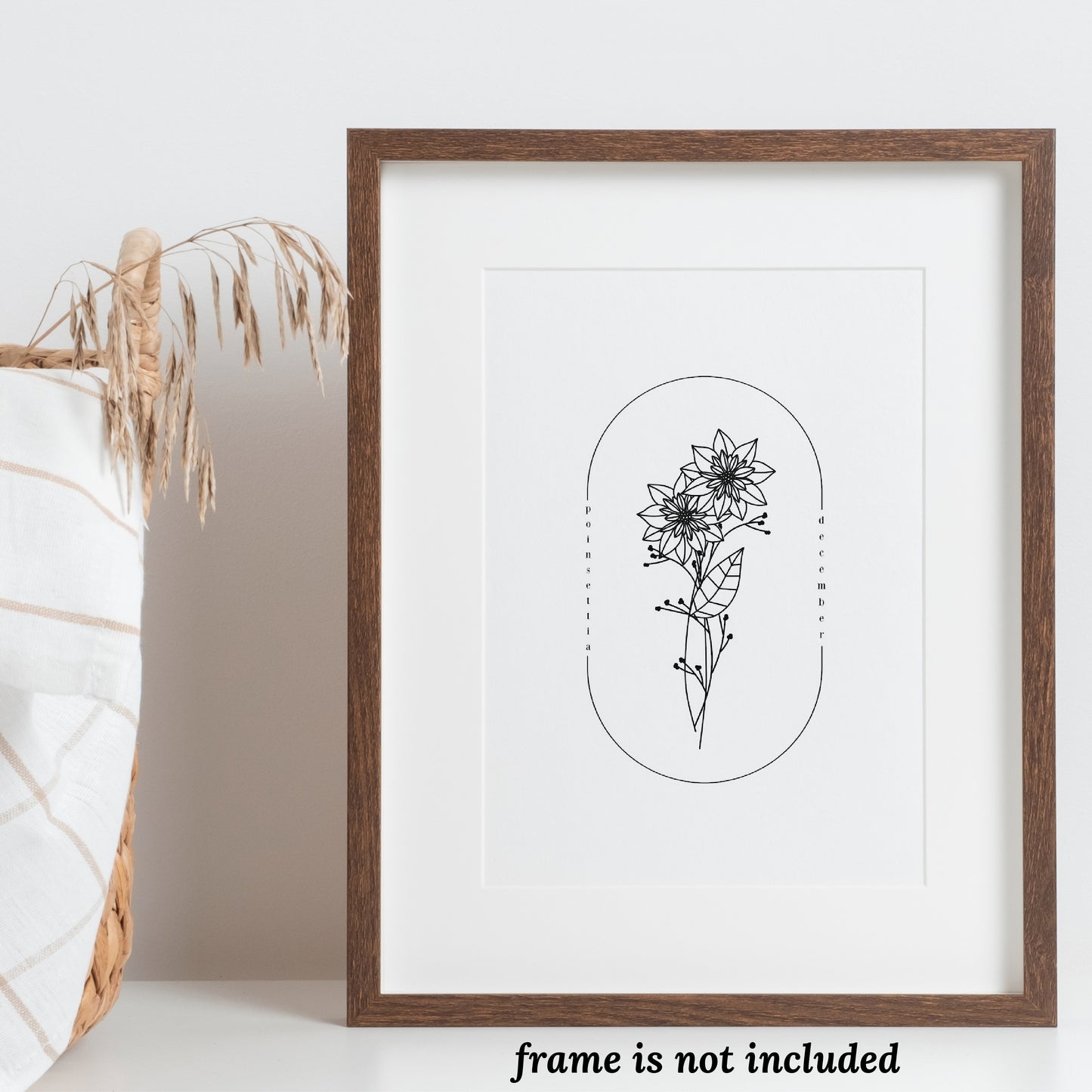 December Birth Flower Print | Narcissus Holly Poinsettia Simple Floral Wall Decor | Nursery Art Birthday Gift Remembrance Keepsake