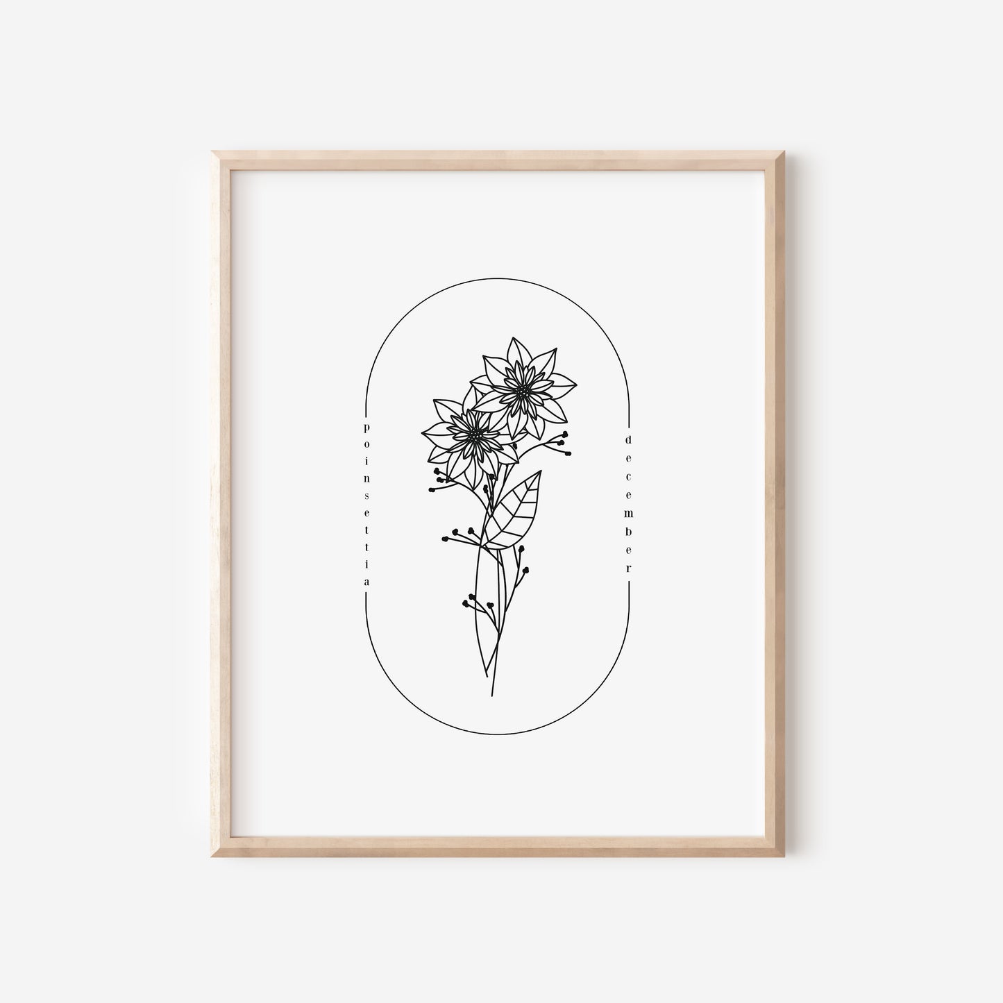 December Birth Flower Print | Narcissus Holly Poinsettia Simple Floral Wall Decor | Nursery Art Birthday Gift Remembrance Keepsake