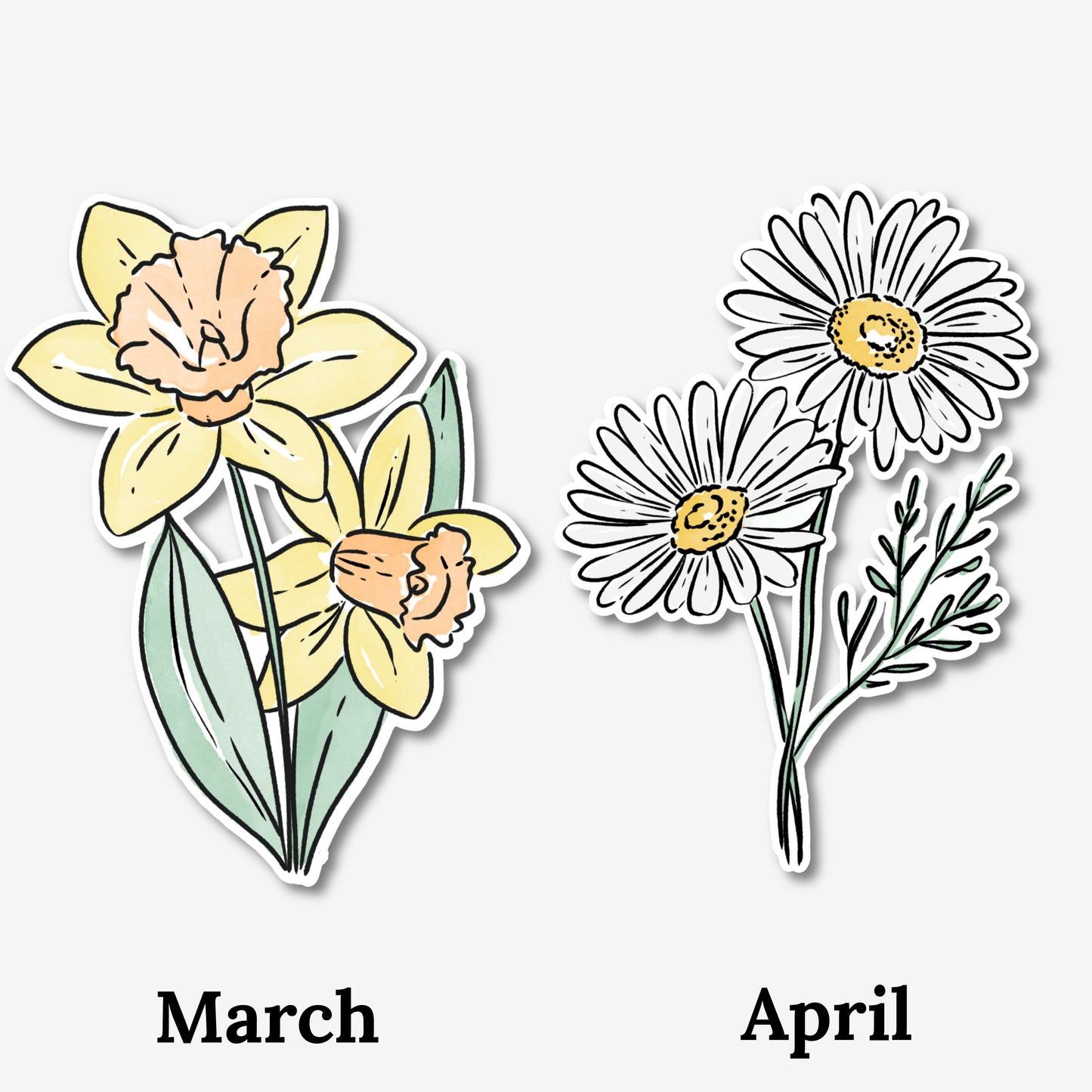 Birth Flower Vinyl Sticker | 3" Weatherproof & Dishwasher Safe | Watercolor Birth Month Nature Inspired Gift