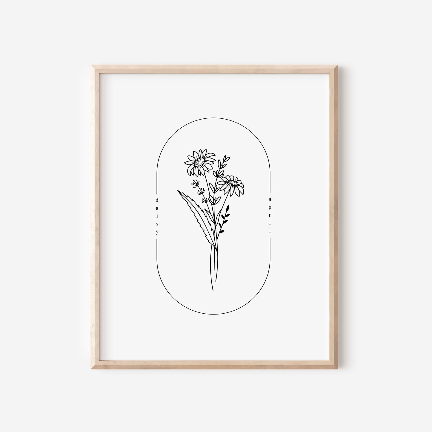 April Birth Flower Print | Daisy Sweet Pea Simple Floral Wall Decor | Nursery Art Birthday Gift Remembrance Keepsake