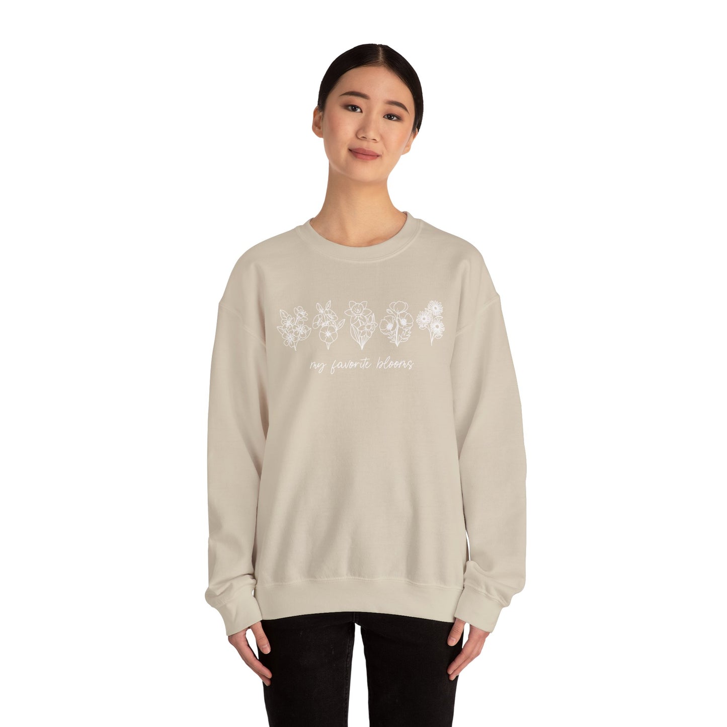 Birth Flower Garden | Up to 12 Flowers Unisex Heavy Blend™ Crewneck Sweatshirt