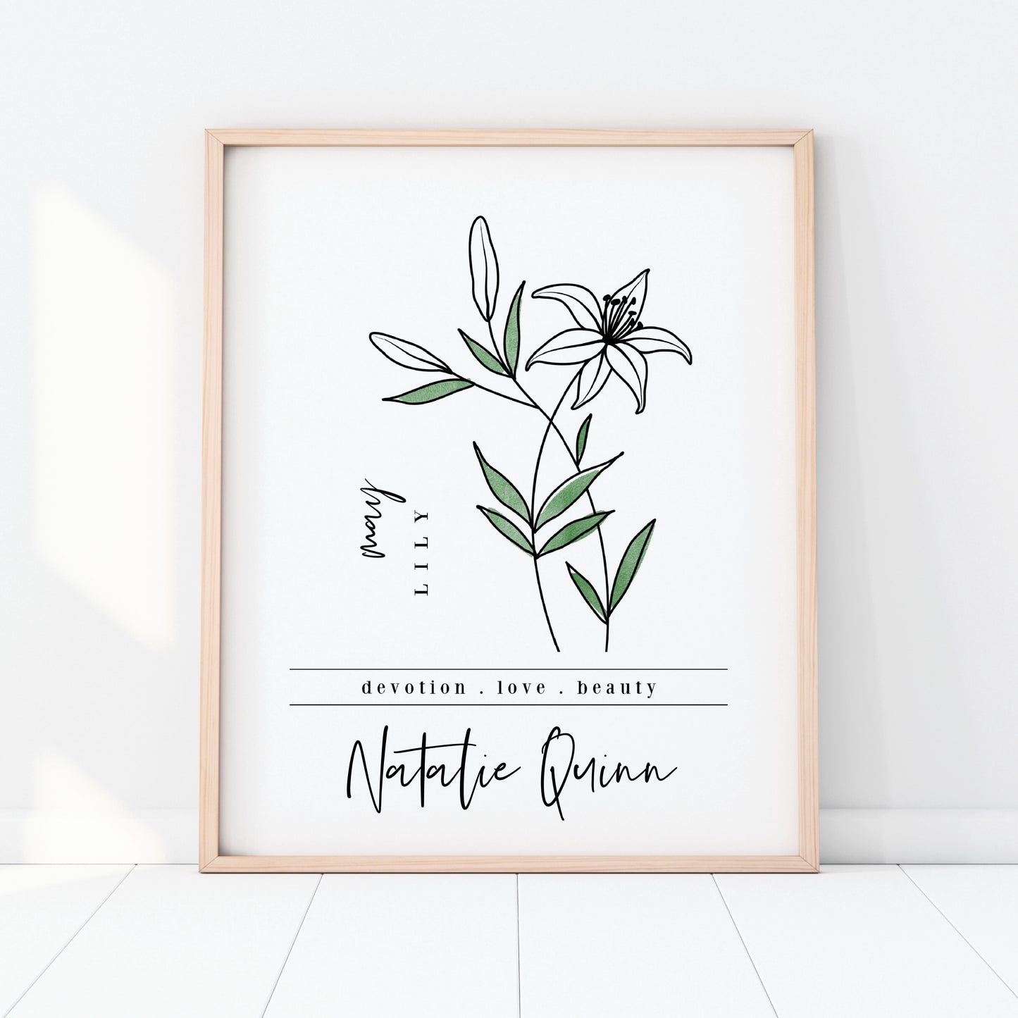 May Birth Flower Unframed Art Print | Personalized Name Custom Floral Illustration Wall Decor Birthday Gift