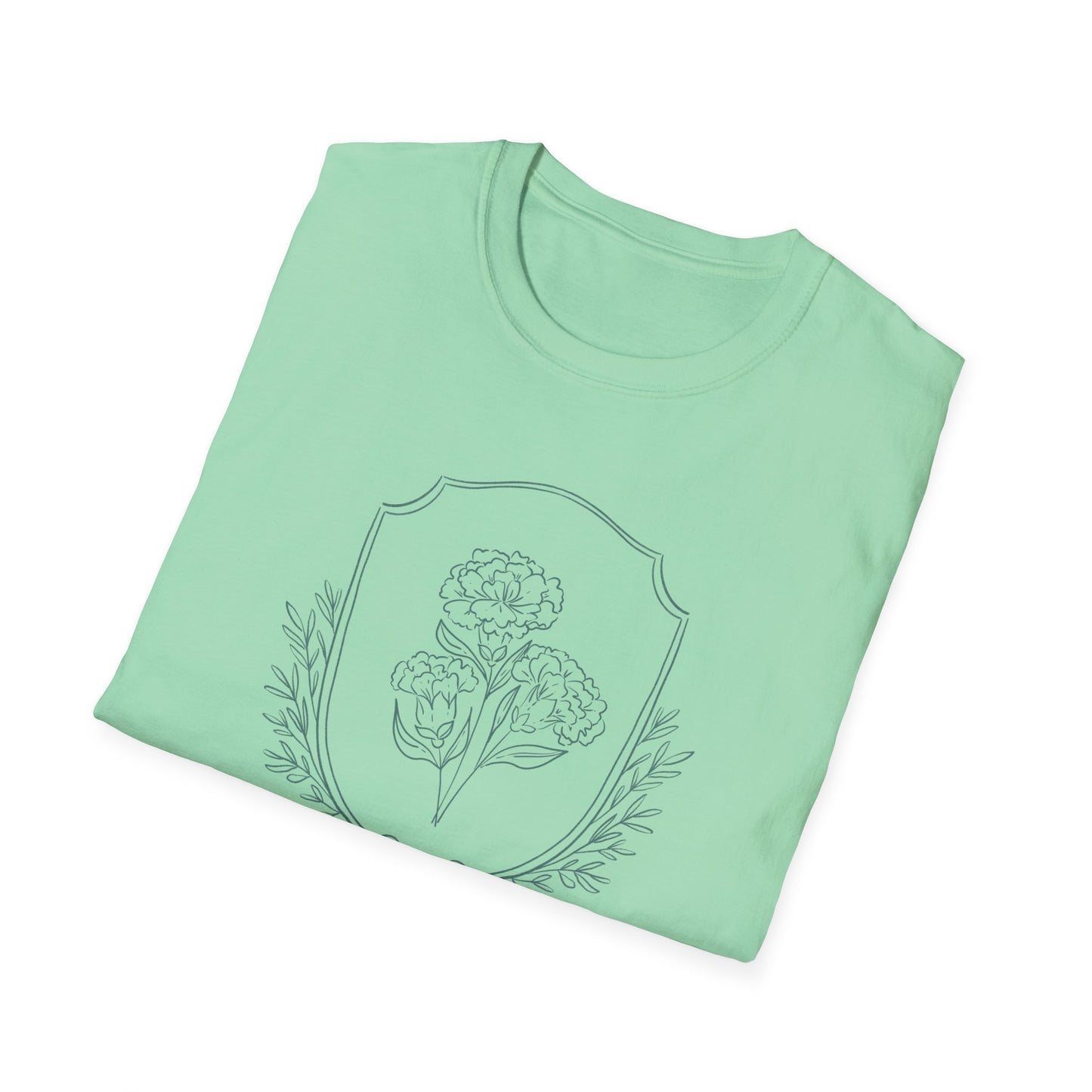 January Carnation Floral Unisex T-Shirt - Softstyle Graphic Tee for Seasonal Celebrations