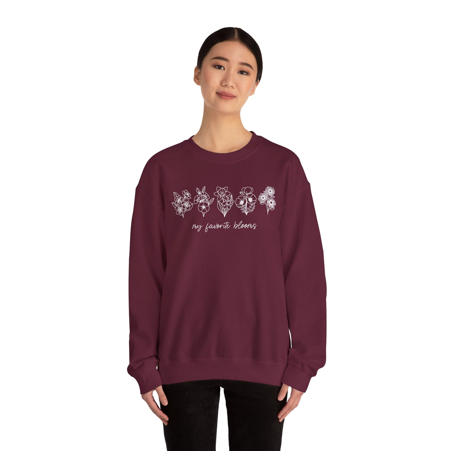 Birth Flower Garden | Up to 12 Flowers Unisex Heavy Blend™ Crewneck Sweatshirt