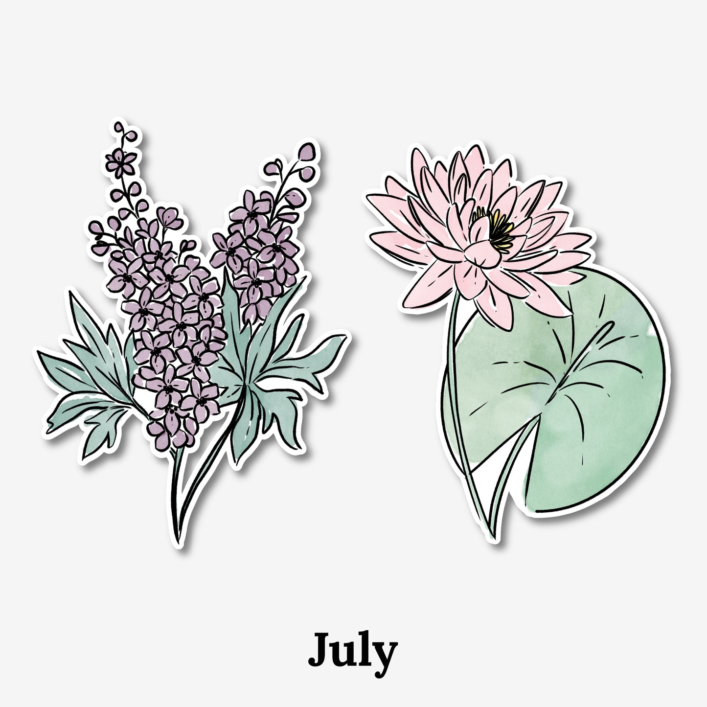 Birth Flower Vinyl Sticker | 3" Weatherproof & Dishwasher Safe | Watercolor Birth Month Nature Inspired Gift