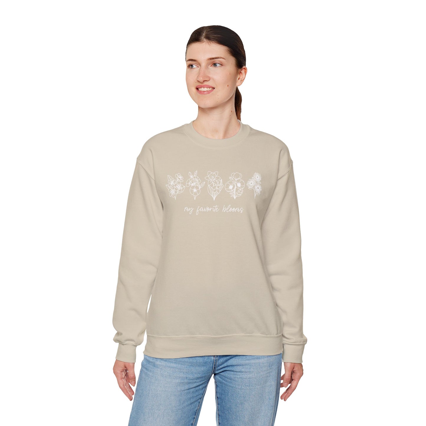 Birth Flower Garden | Up to 12 Flowers Unisex Heavy Blend™ Crewneck Sweatshirt