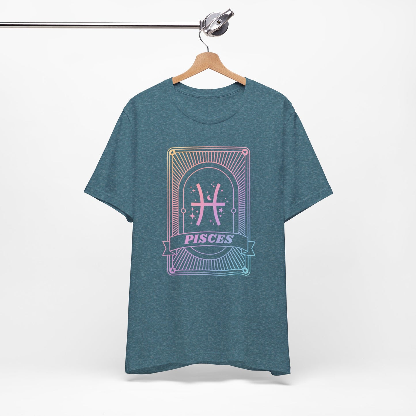 Pisces Zodiac Graphic Tee - Rainbow Astrology Shirt for Astrology Lovers | 10 Color Options