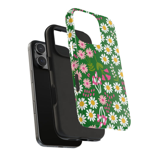 Floral + Mushrooms | Green Tough Phone Case iPhone 12, 13, 14, 15, 16