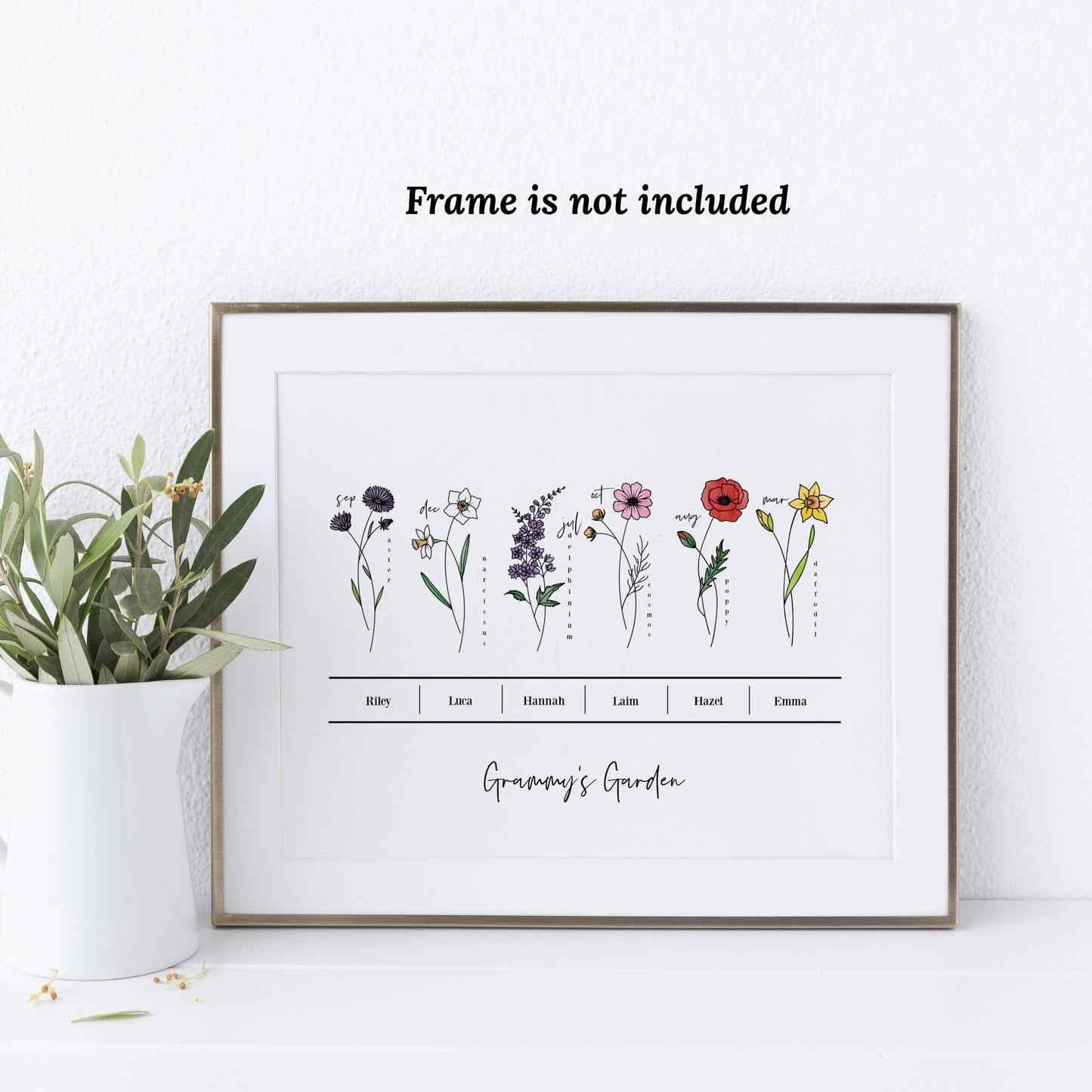 Custom Birth Flower Art Print Up to 6 Flowers | Custom Family Garden Art Print