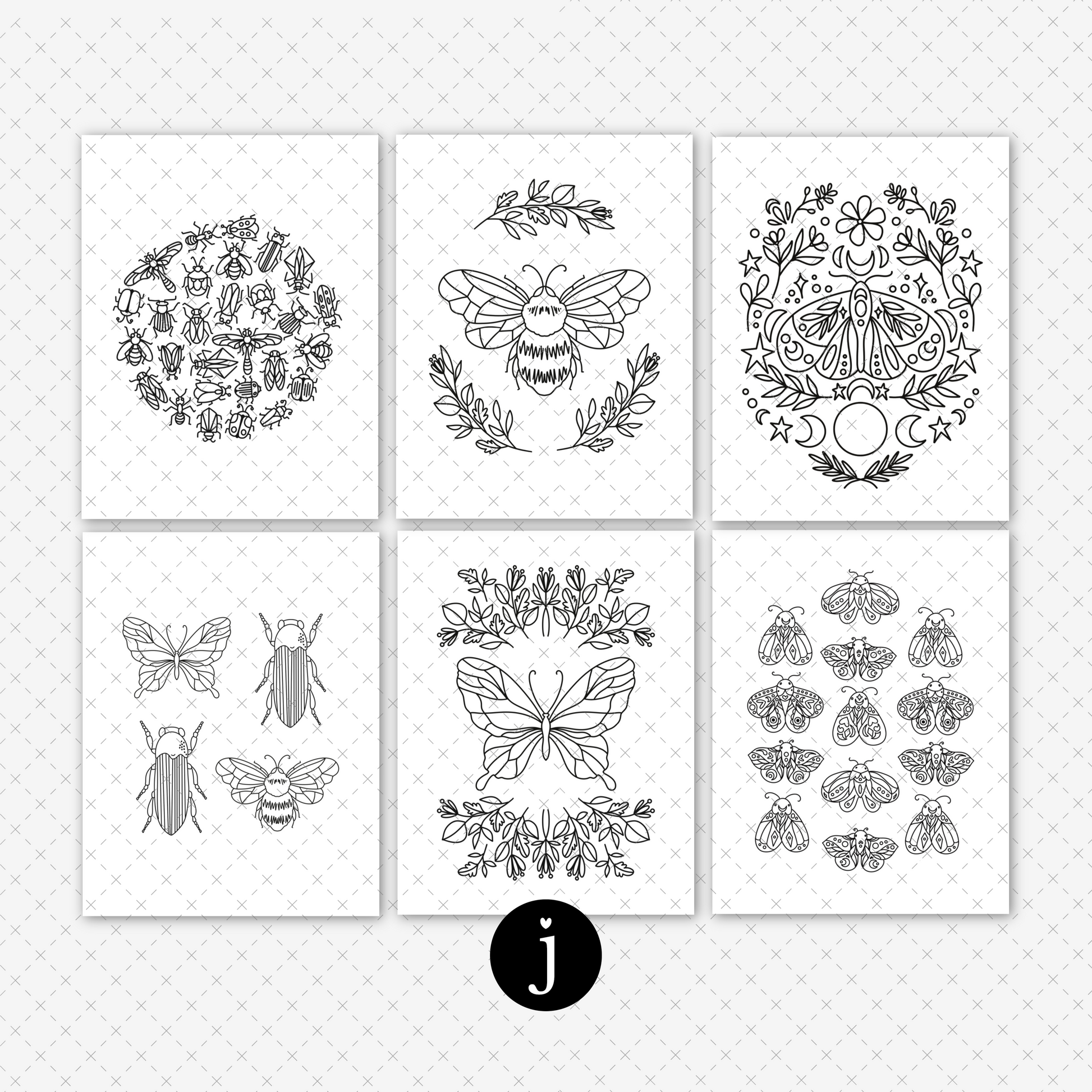 6 PK Printable Bug Coloring Pages | Print & Color | Digital Art Illust – Jande Summer 6-pk-printable-bug-coloring-pages-print-color-digital-art-illust-jande-summer
