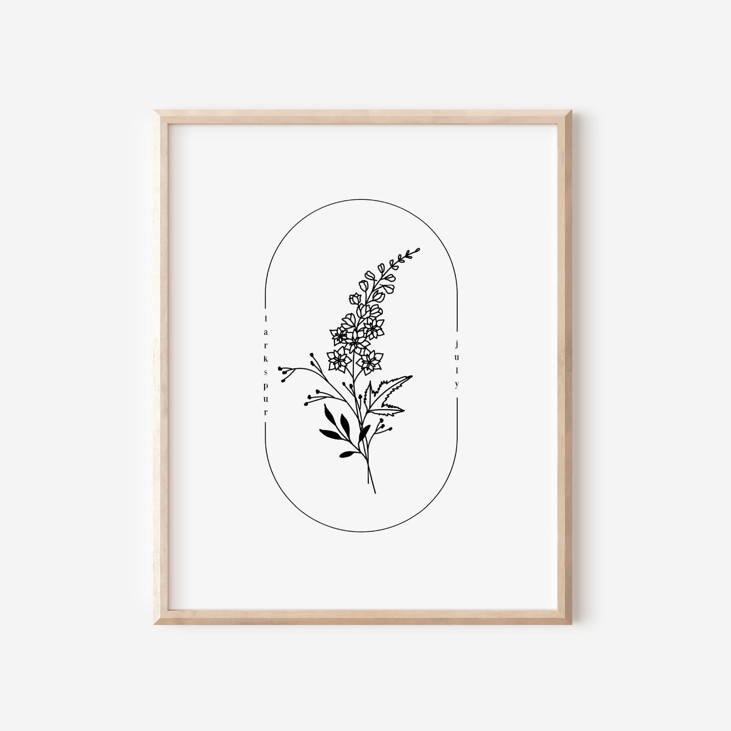 July Birth Flower Print | Larkspur Water Lily Simple Floral Wall Decor | Nursery Art Birthday Gift Remembrance Keepsake