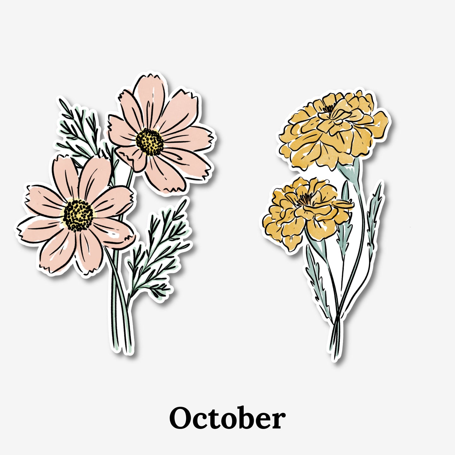 Birth Flower Vinyl Sticker | 3" Weatherproof & Dishwasher Safe | Watercolor Birth Month Nature Inspired Gift