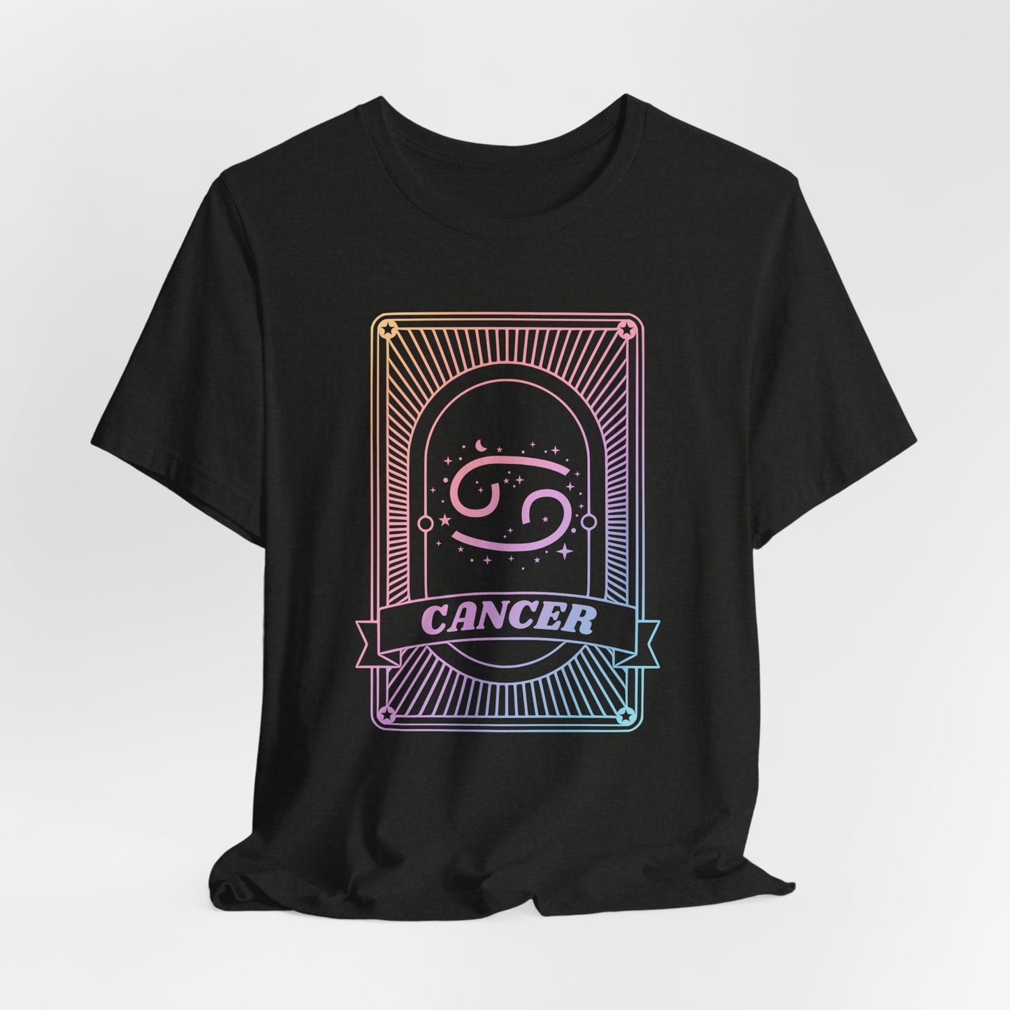 Cancer Zodiac Graphic Tee - Rainbow Astrology Shirt for Astrology Lovers | 10 Color Options