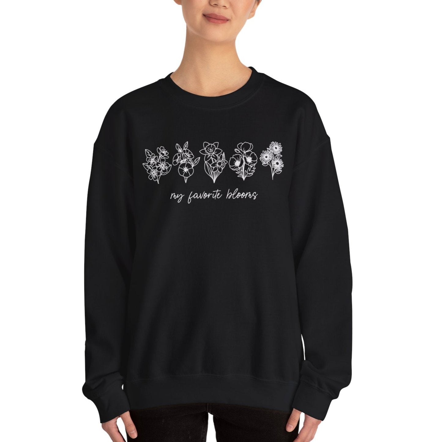 Birth Flower Garden | Up to 12 Flowers Unisex Heavy Blend™ Crewneck Sweatshirt