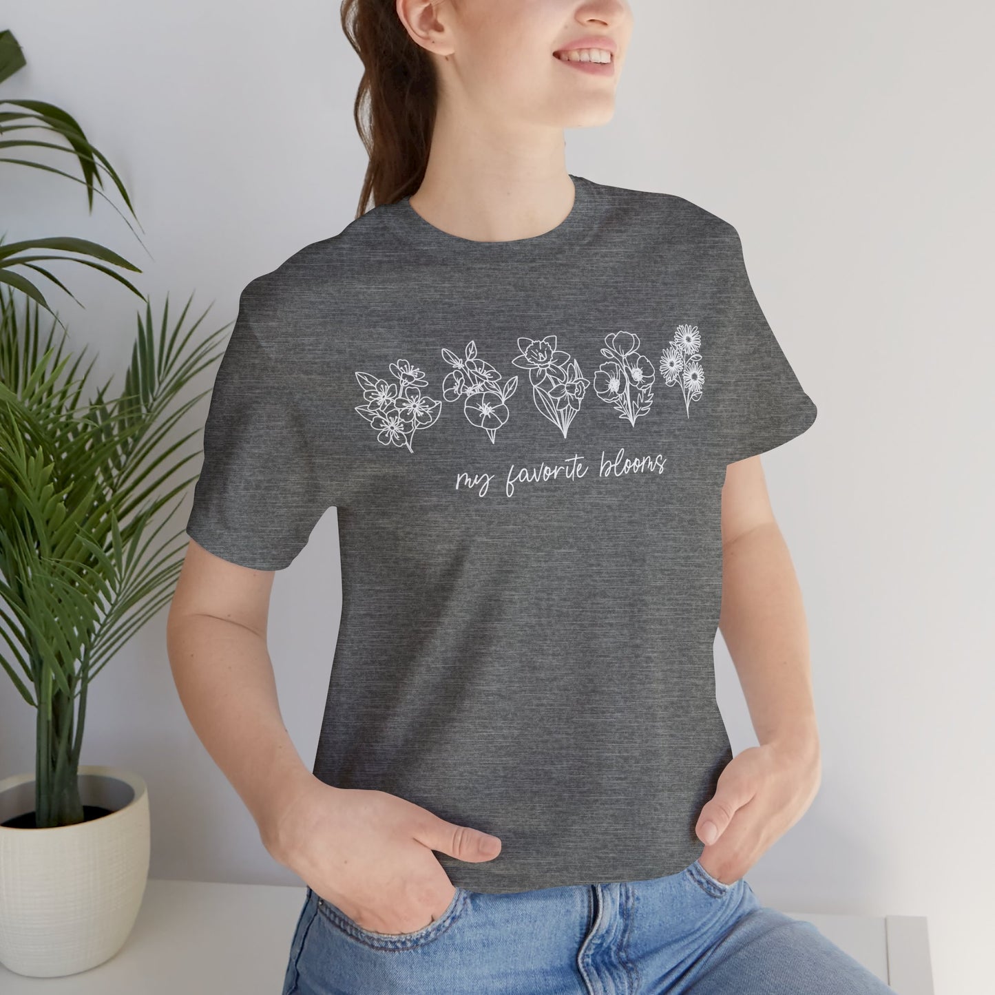 Personalized Birth Flower Garden Graphic Tee | Add Up to 5 Flowers | 13 Shirt Colors