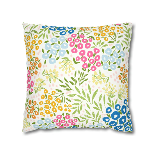 Summer Wildflower Faux Suede Square Pillow Case Cover | Nature Inspired Home Decor | Pillow Not Included