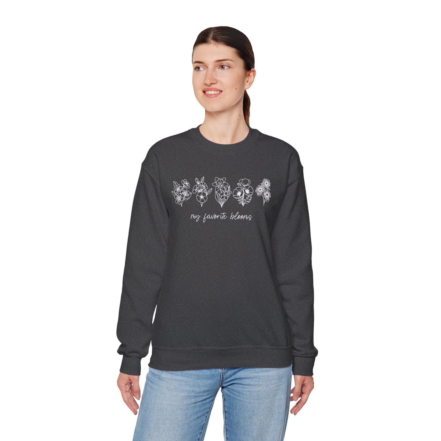 Birth Flower Garden | Up to 12 Flowers Unisex Heavy Blend™ Crewneck Sweatshirt