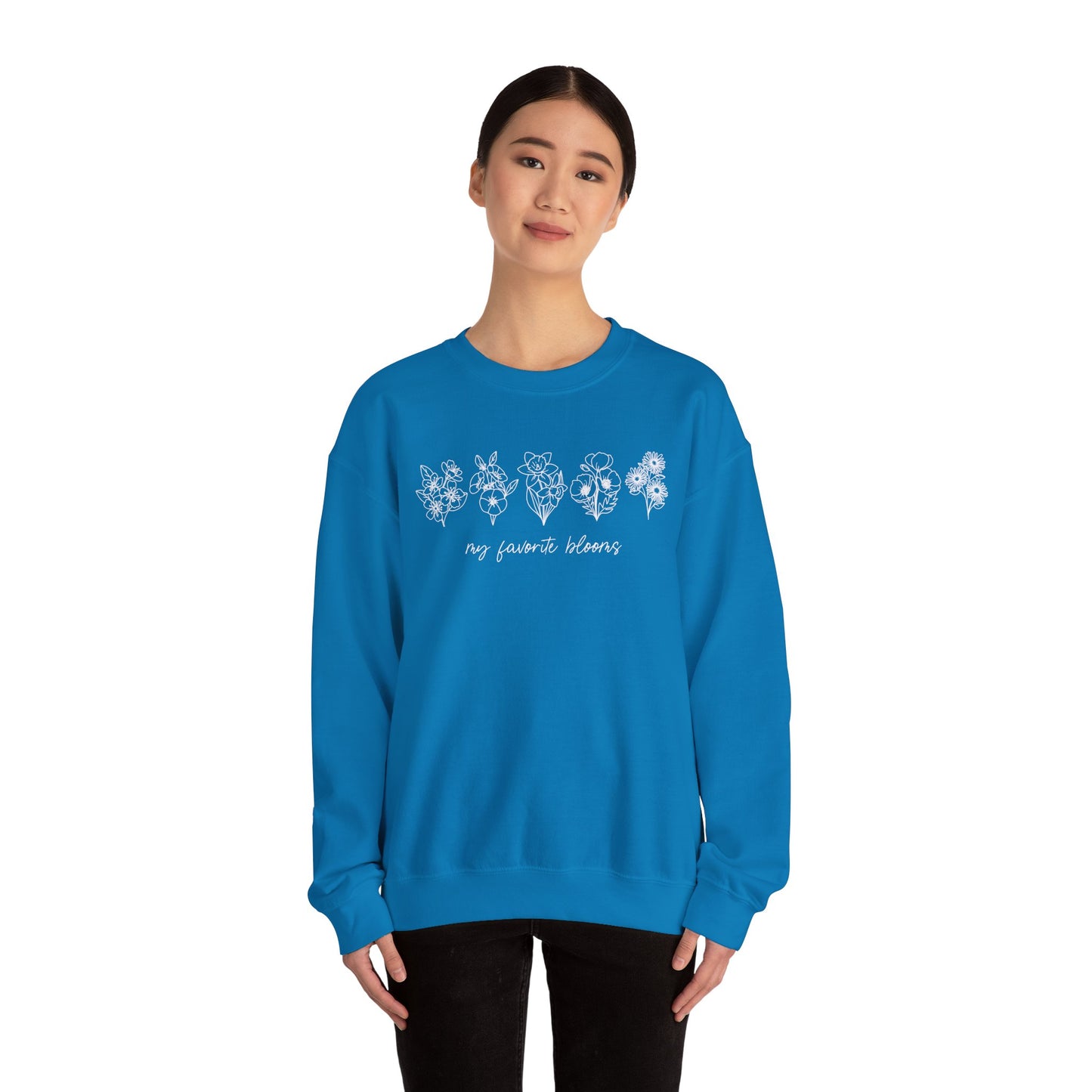 Birth Flower Garden | Up to 12 Flowers Unisex Heavy Blend™ Crewneck Sweatshirt