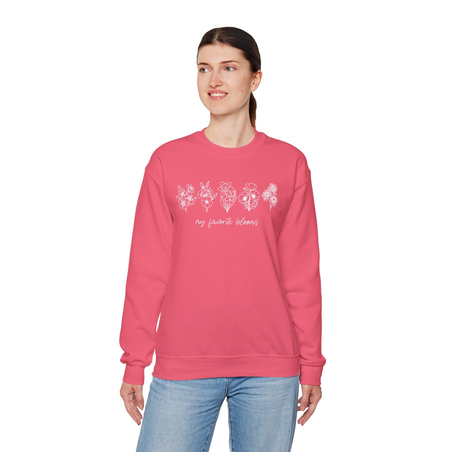 Birth Flower Garden | Up to 12 Flowers Unisex Heavy Blend™ Crewneck Sweatshirt