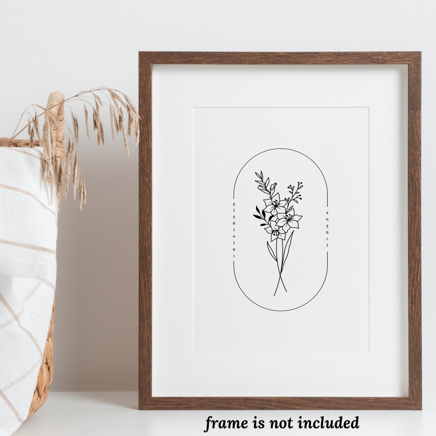 August Birth Flower Print | Poppy Gladiolus Simple Floral Wall Decor | Nursery Art Birthday Gift Remembrance Keepsake