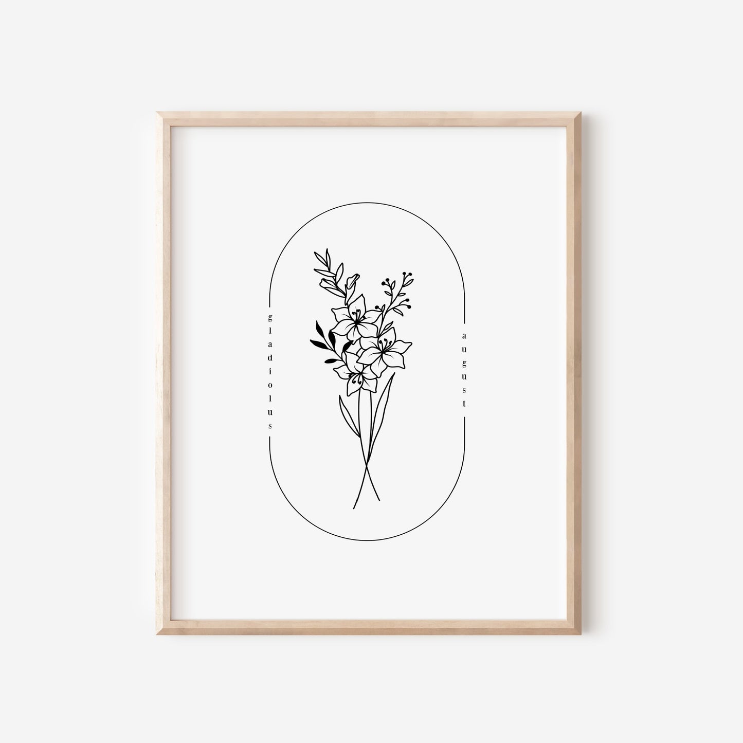 August Birth Flower Print | Poppy Gladiolus Simple Floral Wall Decor | Nursery Art Birthday Gift Remembrance Keepsake