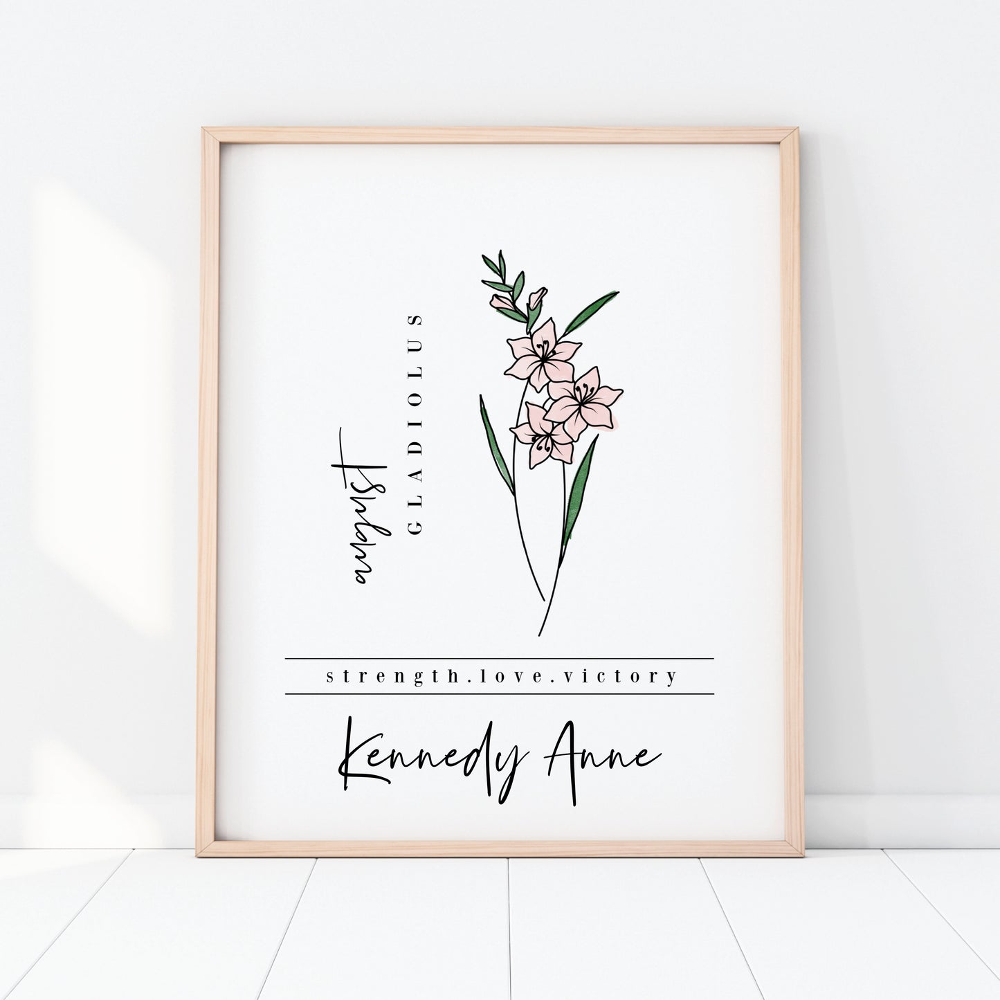 August Birth Flower Unframed Art Print | Personalized Name Custom Floral Illustration Wall Decor Birthday Gift