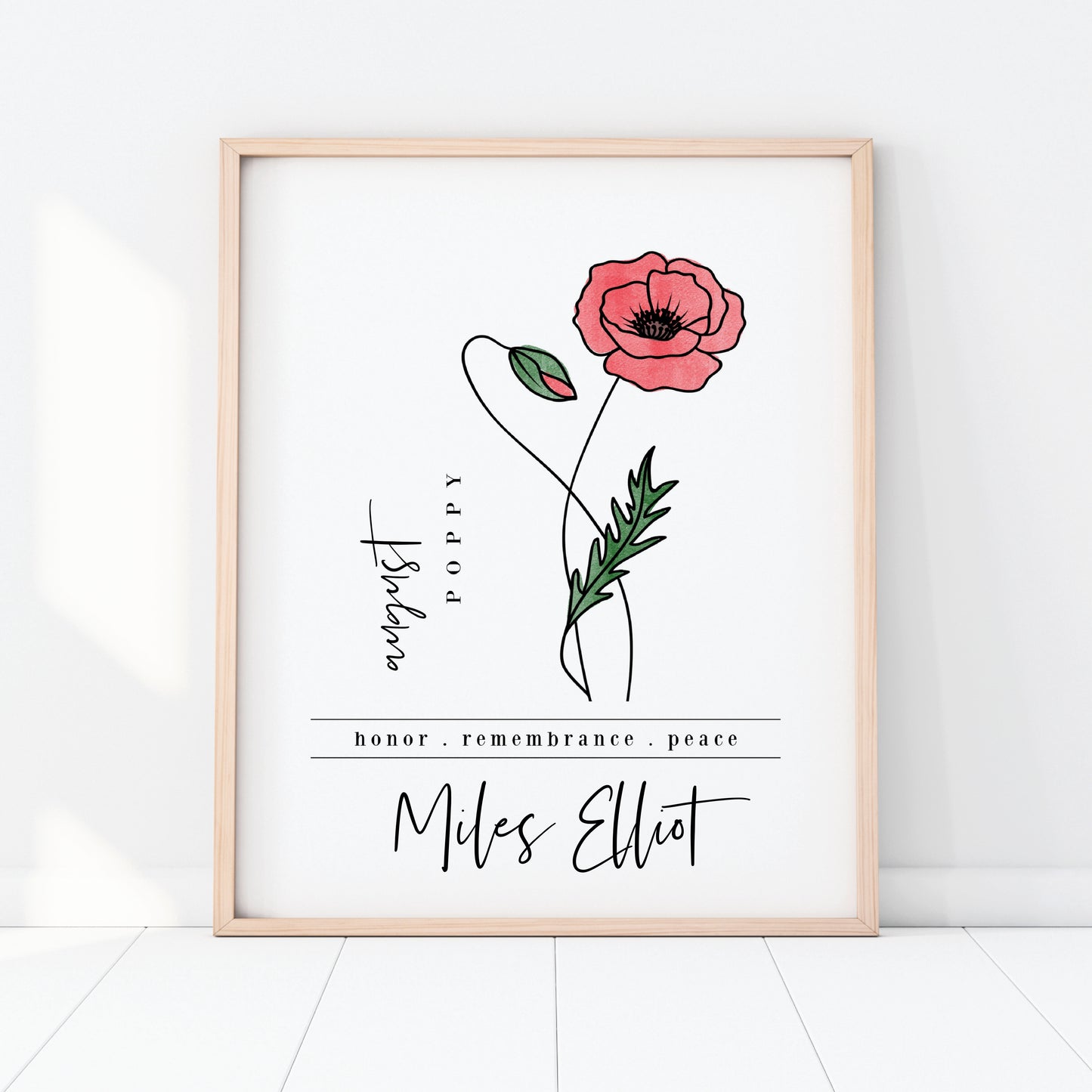 August Birth Flower Unframed Art Print | Personalized Name Custom Floral Illustration Wall Decor Birthday Gift