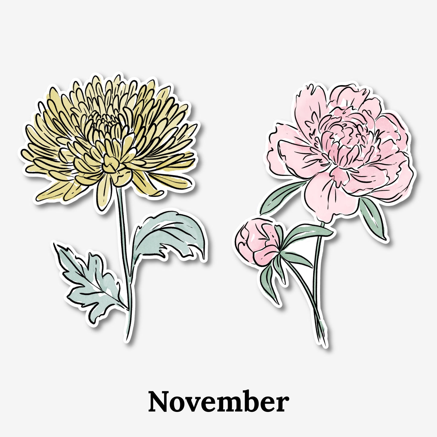 Birth Flower Vinyl Sticker | 3" Weatherproof & Dishwasher Safe | Watercolor Birth Month Nature Inspired Gift